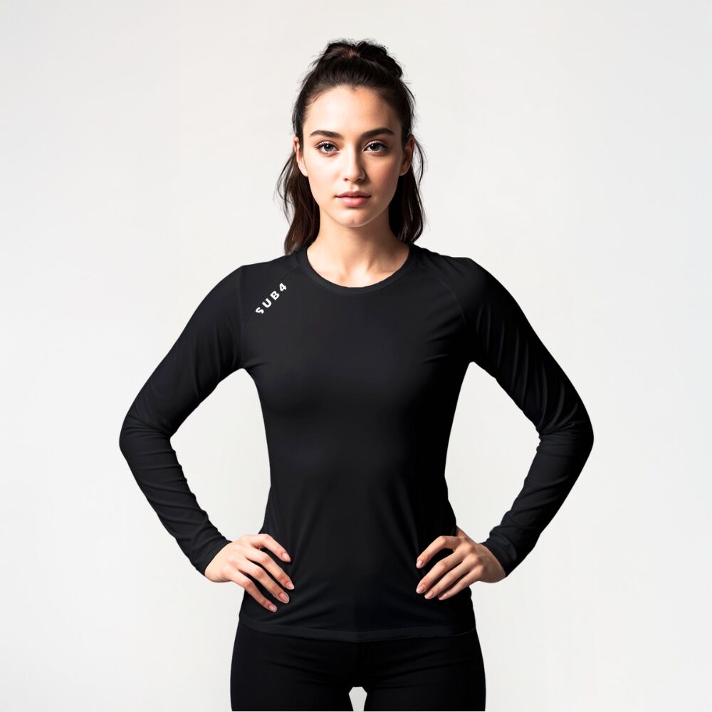 women's running and fitness long sleeve t-shirt in black
